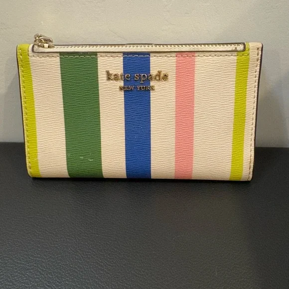 Kate Spade Green and Blue Striped Wallet - Picture 2 of 8